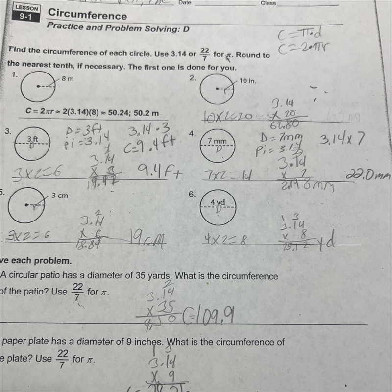 Can you hello me with number 2 using 3.14 and I have to round to the answer to the-example-1