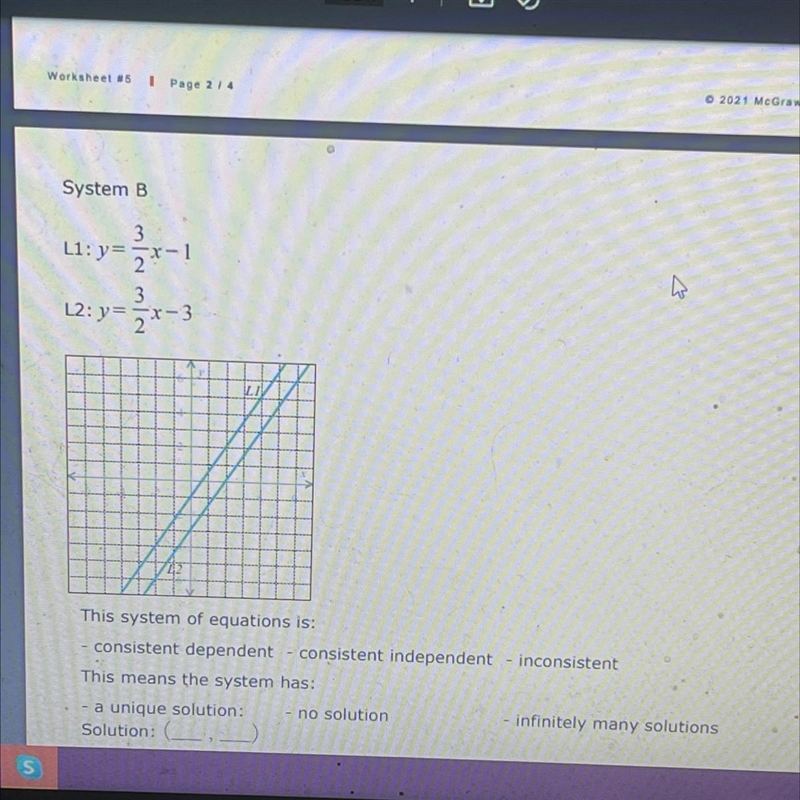 For each system of linear equations shown above, classify the system as “consistent-example-1