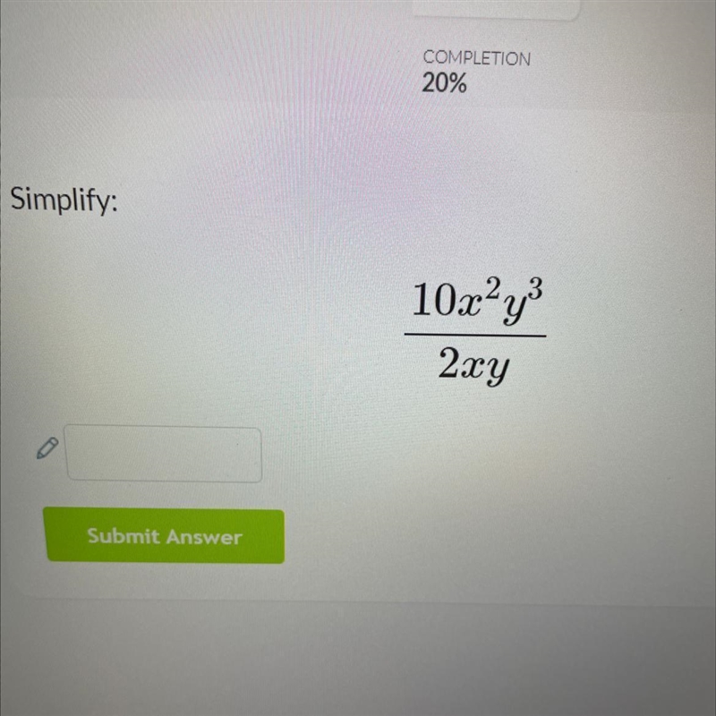 Simplify: 10 x²y³ / 2xy-example-1