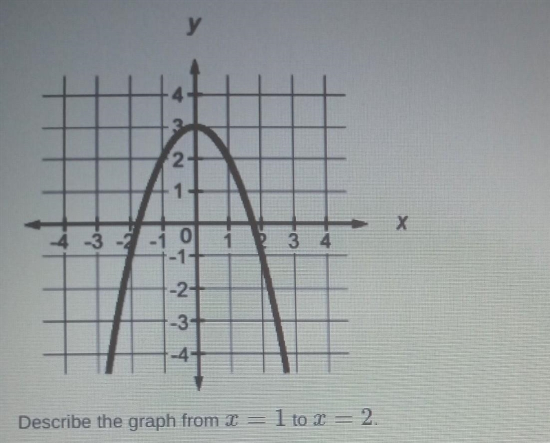 From x=1 to x=2, the graph is (linear or nonlinear) and (increasing or decreasing-example-1