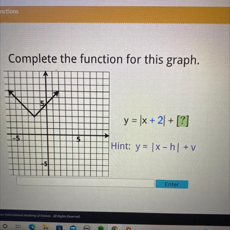 Complete the function for this graph. y = x + 2] + [?]-example-1