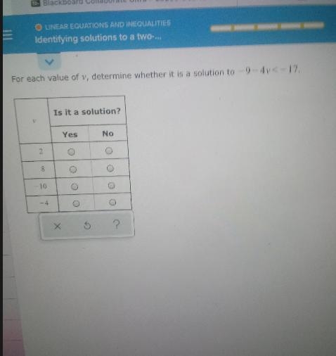 2 is a solution yes or no8 is a solution yes or no -10 is a solution yes or no-4 is-example-1