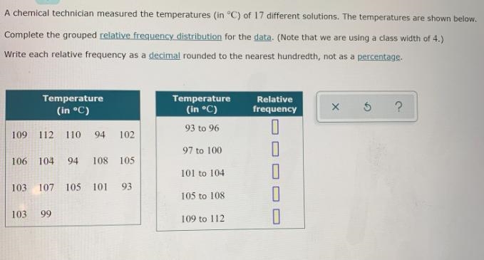 Complete the grouped relative frequency distribution for the data. (Note that we are-example-1