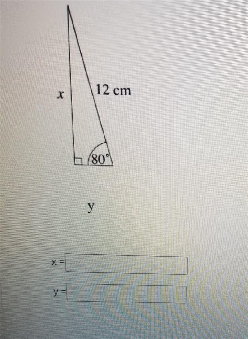 Create trig ratios o solve for the variables. Round your answers to the nearest tenth-example-1