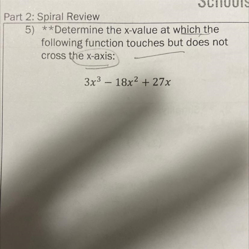 **Determine the x-value at which the-following function touches but does not cross-example-1