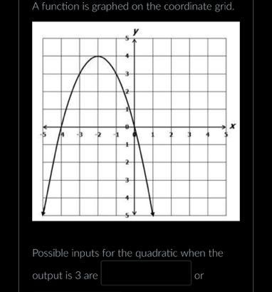 3 3 4 Possible inputs for the quadratic when the output is 3 are (Note: Fill in the-example-1