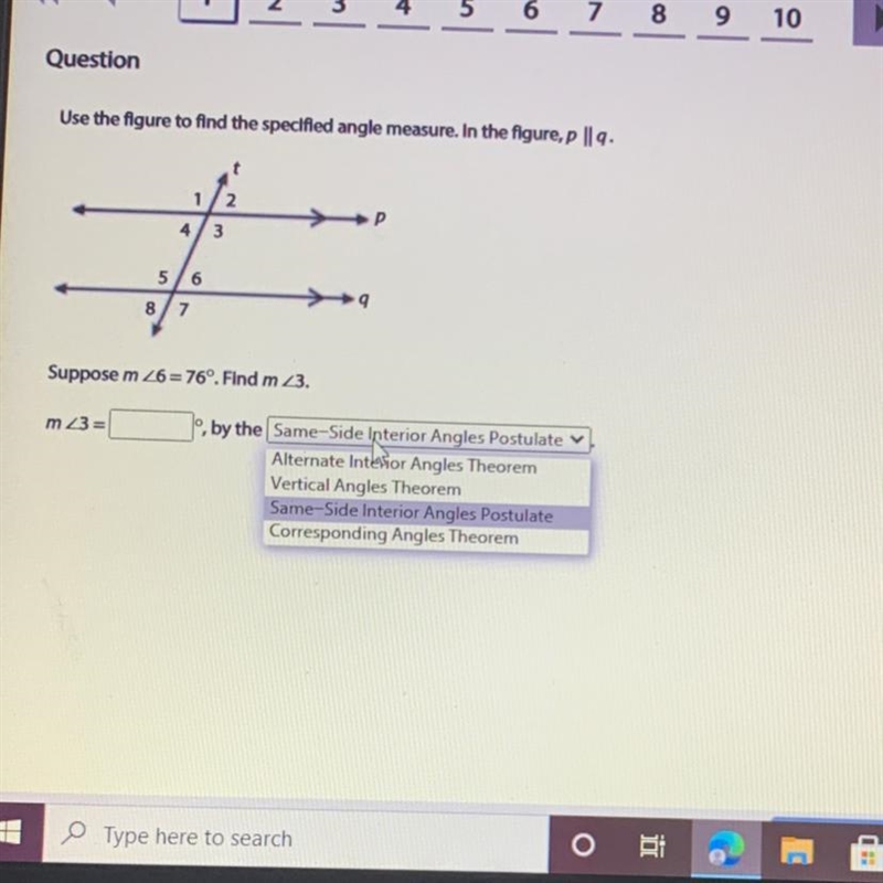 PLEASE HELP! Use the figure to find the specified angle measure. In the figure, p-example-1