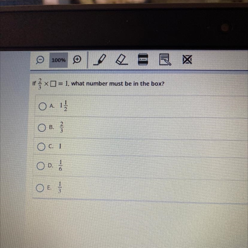 If x= 1, what number must be in the box?OA 1/1/201OB.O C. 1O D.O E. 1/-example-1