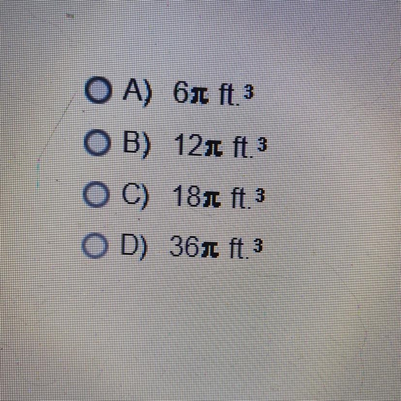 What is the volume of a right circular cylinder with a radius of 2 feet and height-example-1