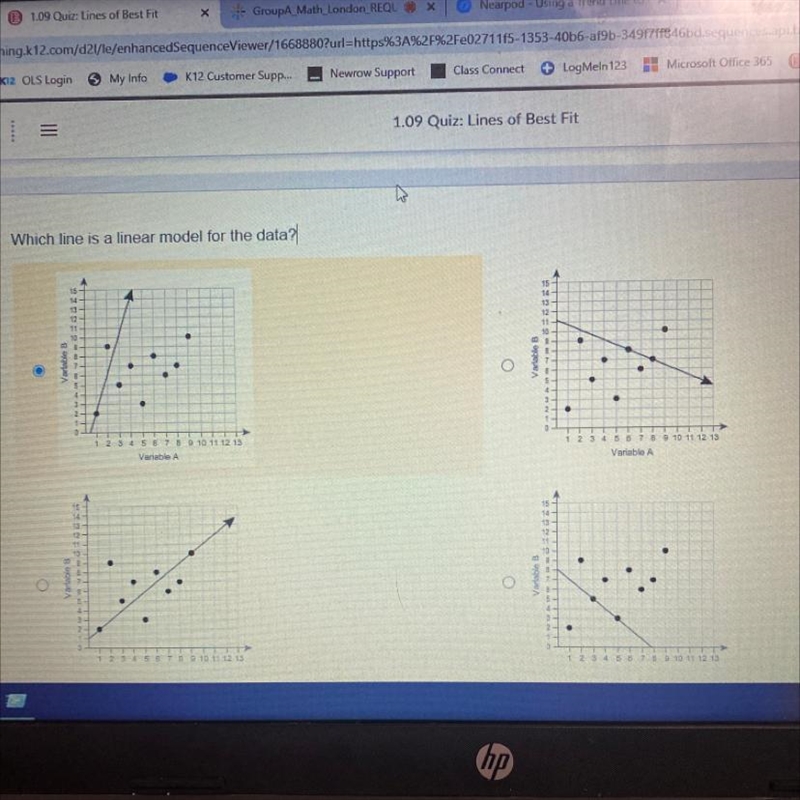 Which line is a linear model for the data?-example-1