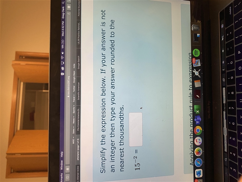 Simplify the expression below. If your answer is not an integer then type your answer-example-1