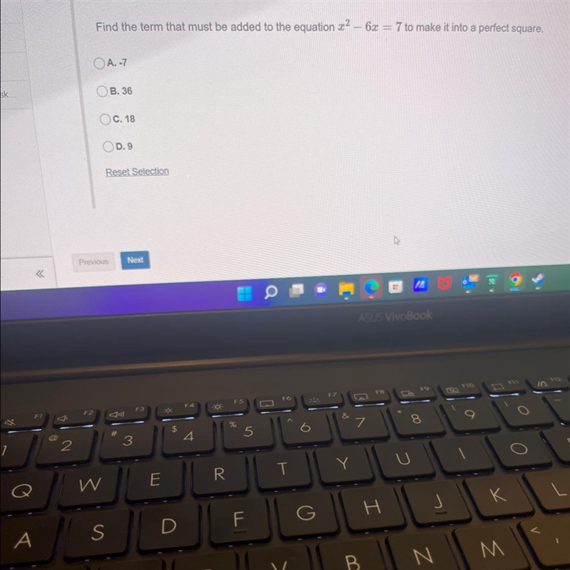 Find the term that must be added to the equation X 2- 6r = 7 to make it into a perfect-example-1