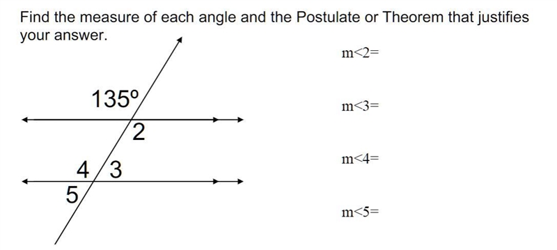 Find the measure of each angle and the Postulate or Theorem that justifies your answer-example-1