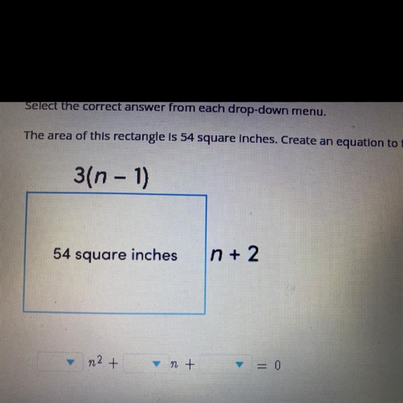 There is a small table is 54 in. create an equation to find the value of n.-example-1