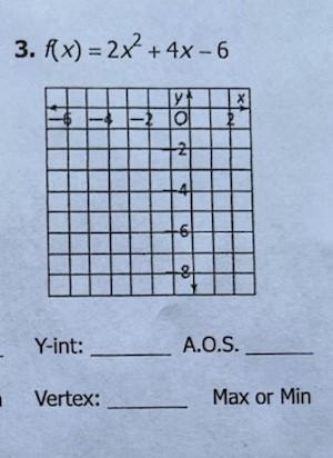 Graph the function. Identify the y-intercept, axis of symmetry, and vertex of the-example-1