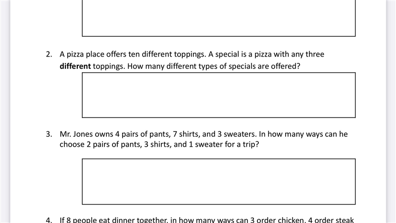 A pizza place offers ten different toppings. A special is a pizza with any three different-example-1