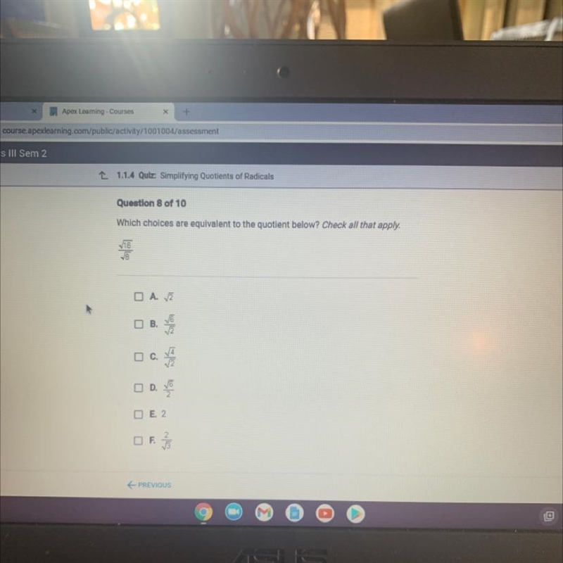 Which choices are equivalent to the quotient below check all that apply. square root-example-1