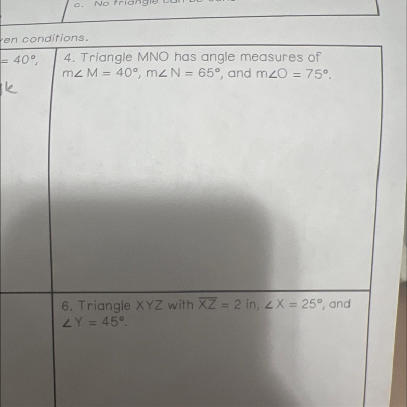 Construct a triangle with the given conditions. Questions are on the picture.-example-1