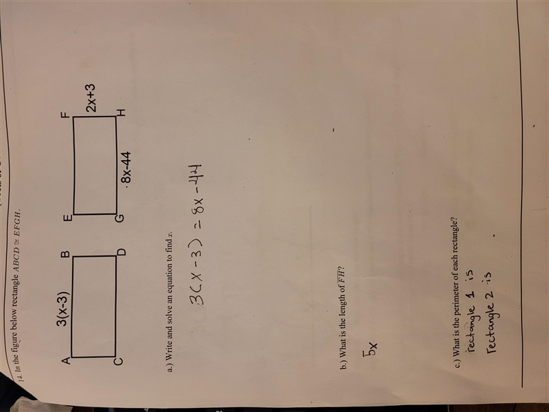 1. write and solve an equation to find x. 2. what is the length of FH 3. What is the-example-1