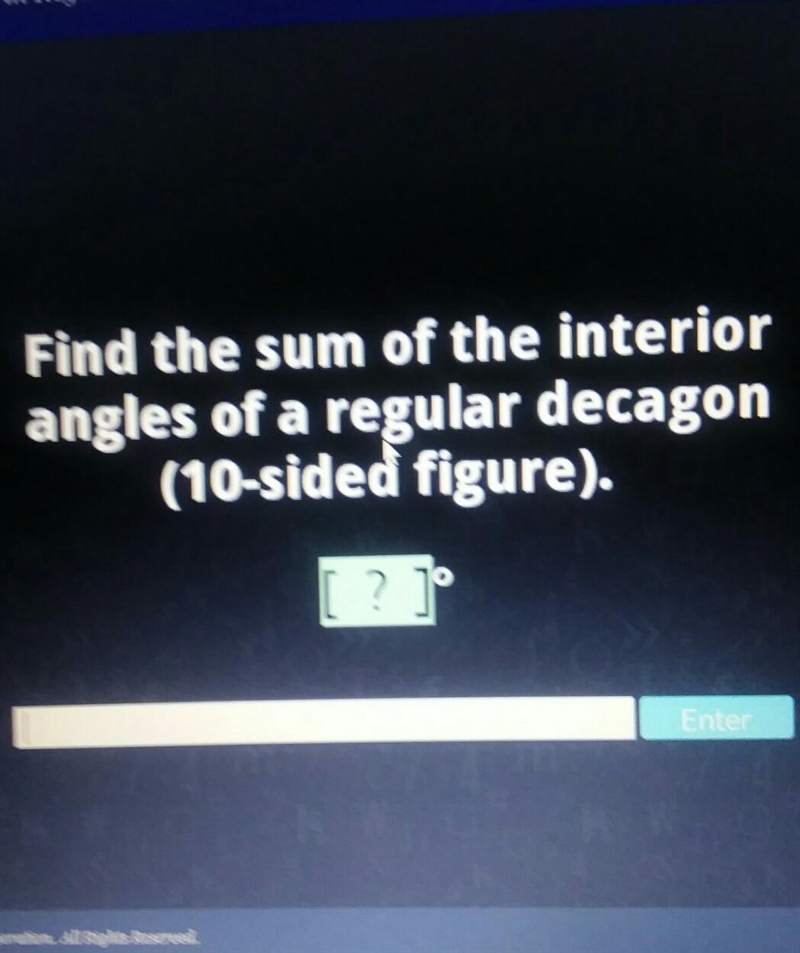 Find the sum of the interior angles of a regular decagon-example-1