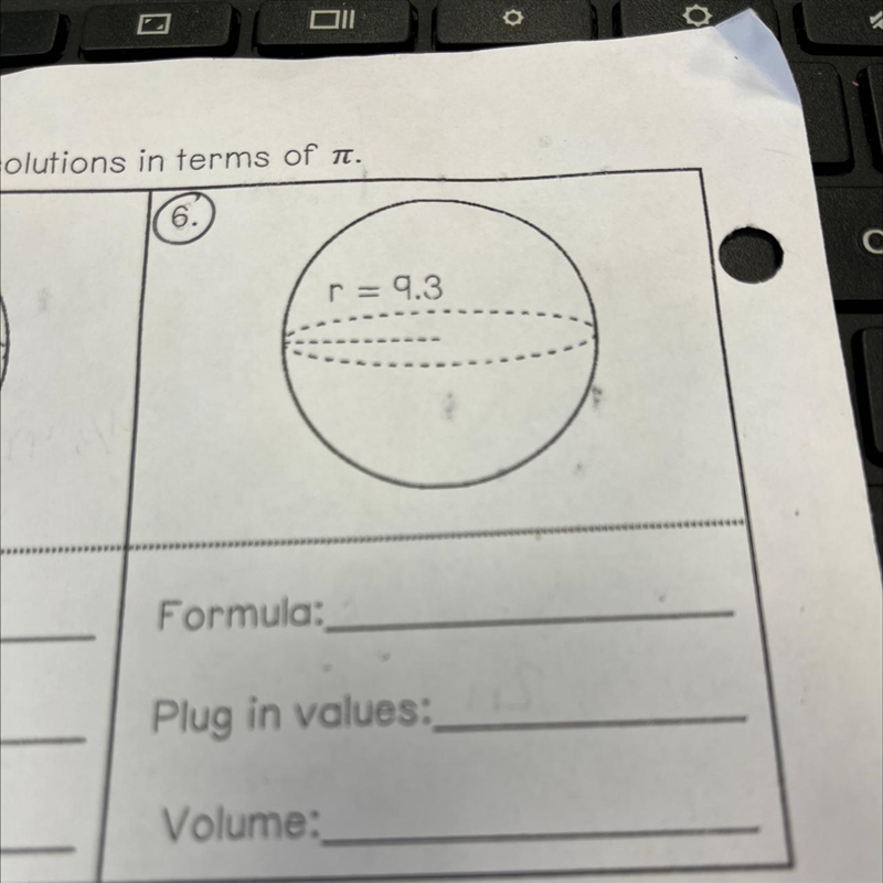 Please help!! Find the volume of the sphere-example-1