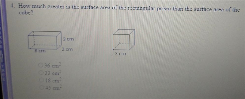 How much greater as the the area of the rectangular prise them the surface area of-example-1