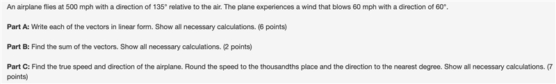 An airplane flies at 500 mph with a direction of 135° relative to the air. The plane-example-1