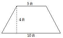 Find the area.This is a trapezoid, with bases that measure 5 feet and 10 feet, and-example-1