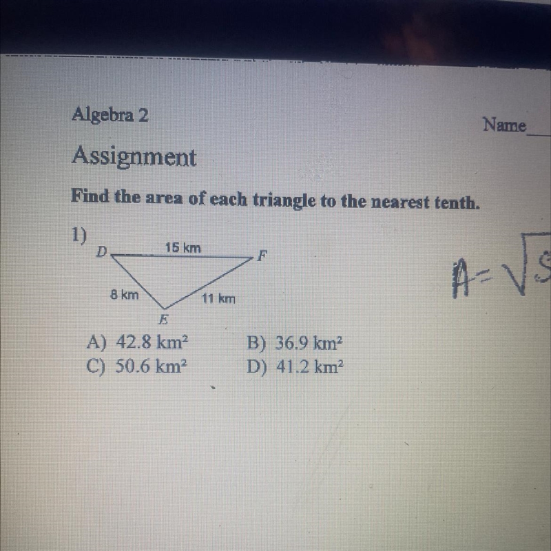 Find the area of each triangle to the nearest tenth???-example-1