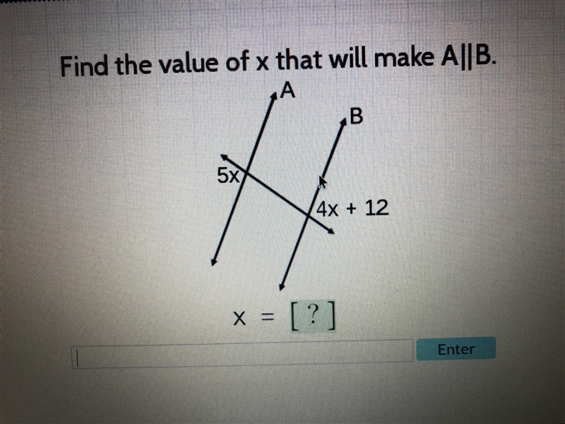 Find the value of x that will make A||B-example-1