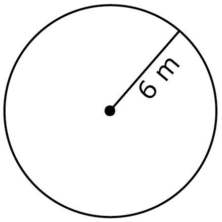 Which is the area of the circle shown? Use 3.14 for π. 1. 18.84 m^2 2. 37.68 m^2 3. 113.04 m-example-1