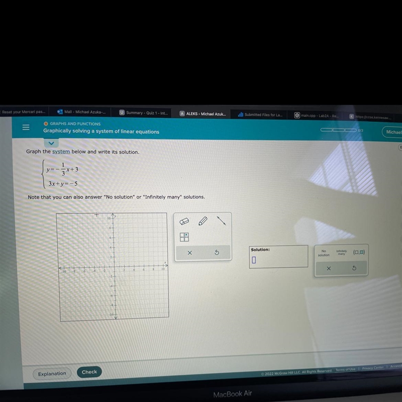 O GRAPHS AND FUNCTIONSGraphically solving a system of linear equations-example-1