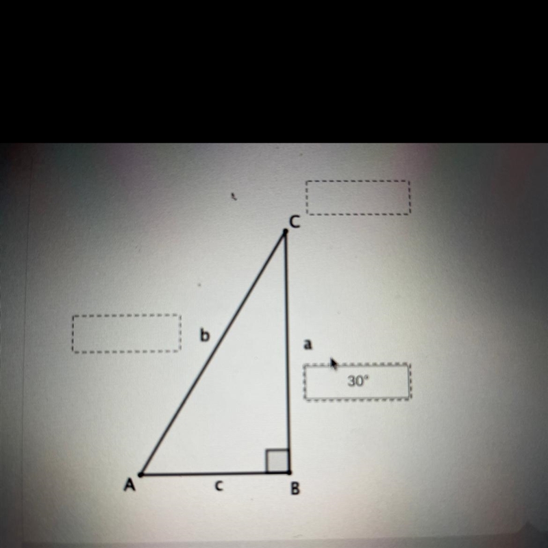 Given that the measure of angle a is 30 degrees and the length of segment c is 5cm-example-1