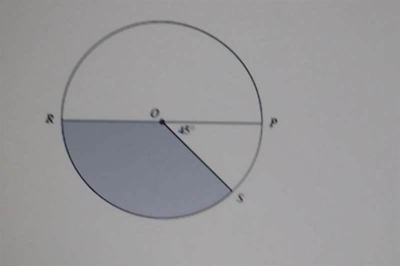 A game spinner, circle O, is divided into 3 regions as shown. RP is a diameter. What-example-1