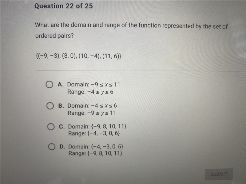 PLEASE HELP. FUNCTIONS AND RELATIONS. What are the domain and range of the functions-example-1