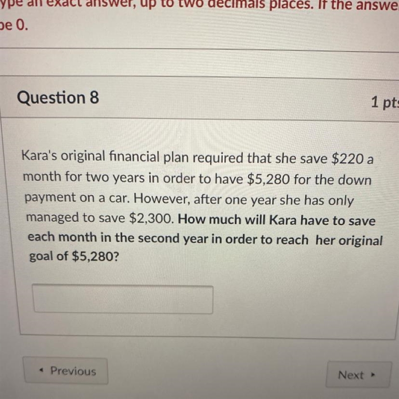 Kara's original financial plan required that she save $220 amonth for two years in-example-1