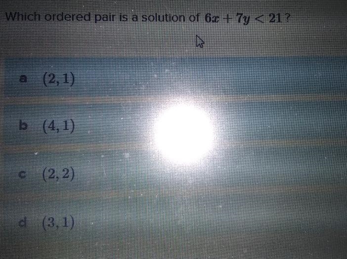 Which ordered pair is a solution of 6X + 7 < 21-example-1