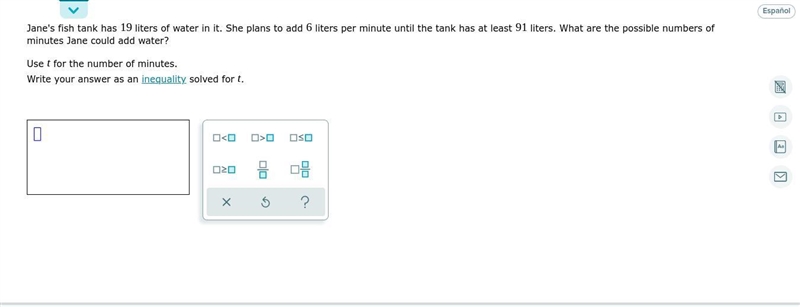 Pls help me Jane's fish tank has 19 liters of water in it. She plans to add 6 liters-example-1