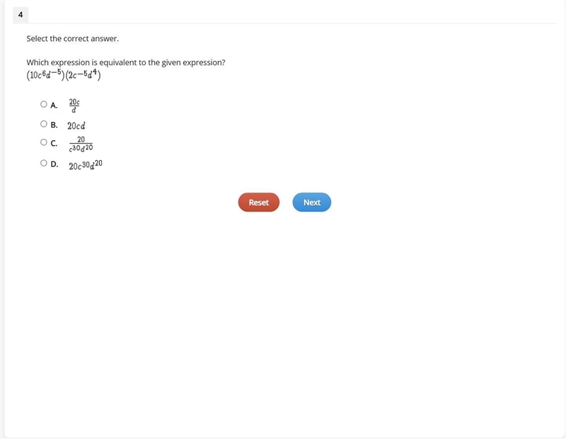 Select the correct answer. Which expression is equivalent to the given expression-example-1