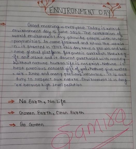 hi everyone today is world environment day please give me 100 to 200 word eassy on-example-1