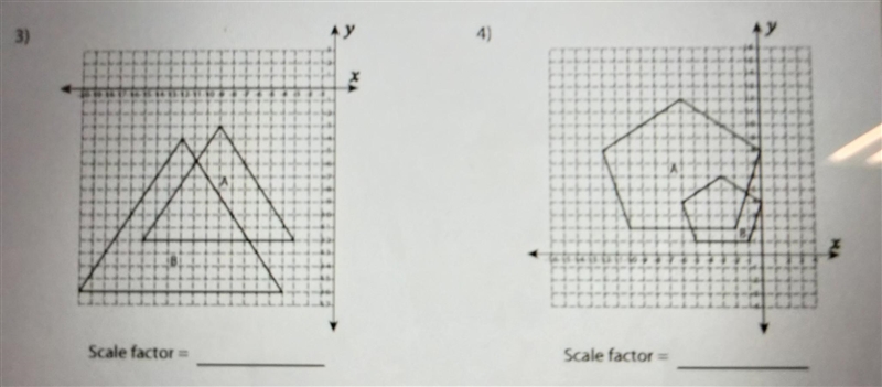 NO LINKS!! Part 2: Figure A is a dilated image of Figure B. Find the scale factor-example-1