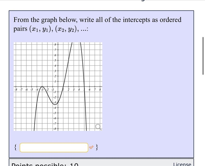 Please list the intercepts I need help!-example-1