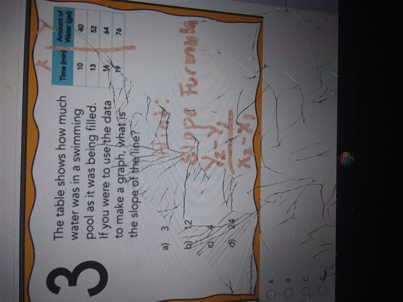 The table shows how much water was in a swimming pool as it was being filled. if you-example-1