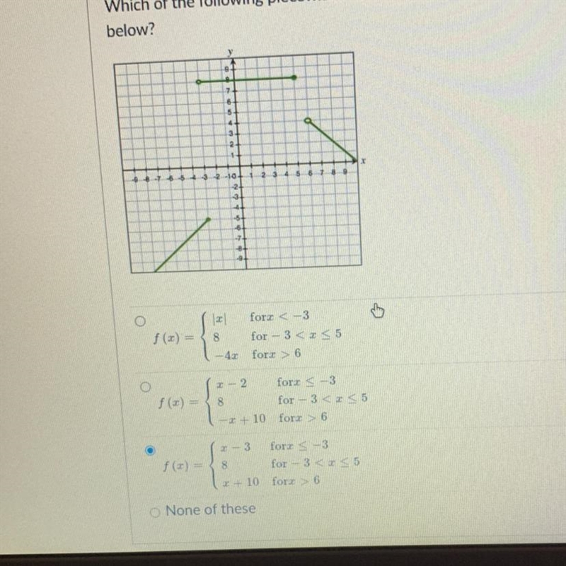 Which of the following piecewise functions best describes the graph below ?The answer-example-1