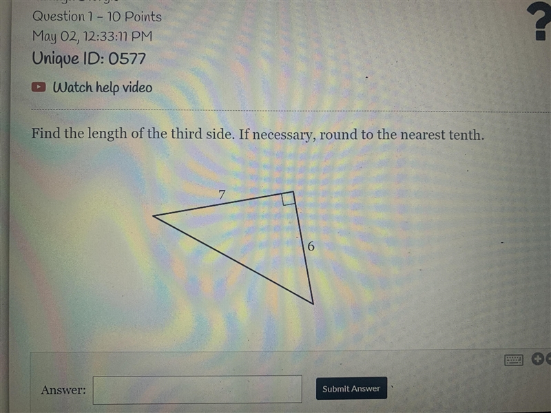 Find the length of the third side . If necessary , round to the nearest tenth .-example-1