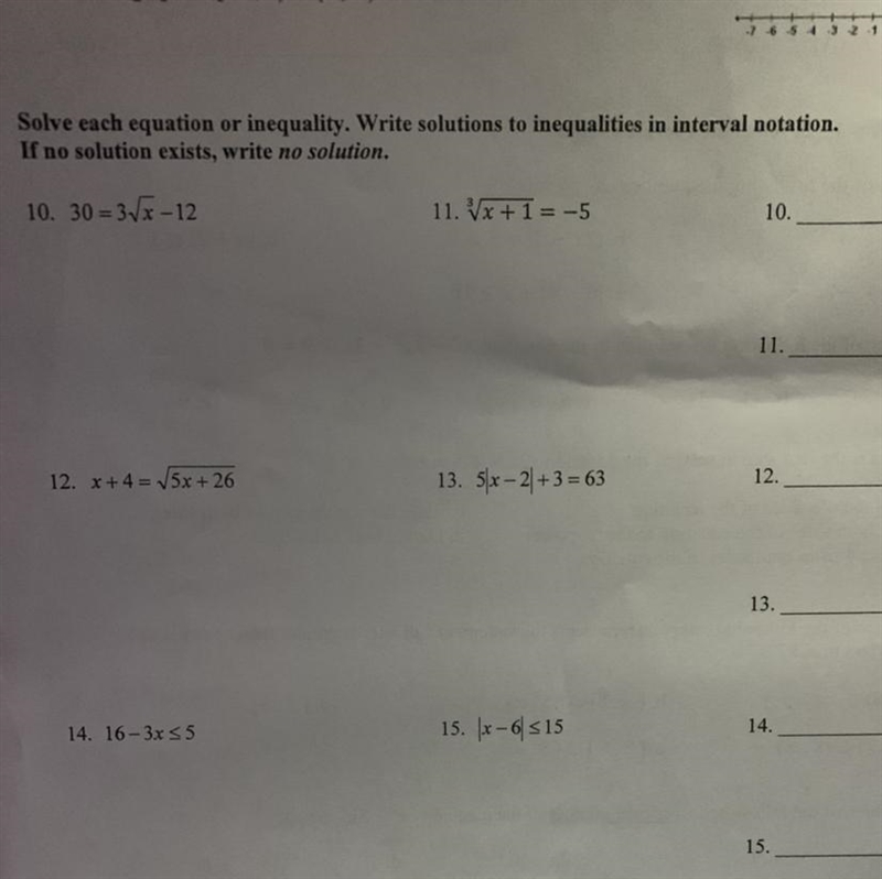 Solve each equation or inequality. Write solutions to inequalities in interval notation-example-1