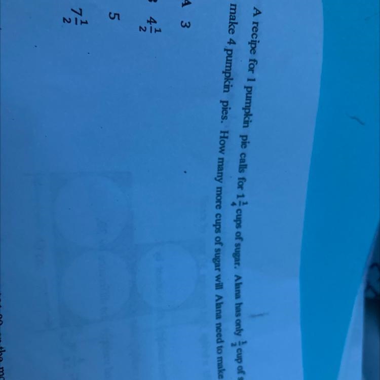 a recipe for 1 pumpkin pie calls for 1 / 1 / 4 cups of sugar . Alana has only 1/2 cup-example-1