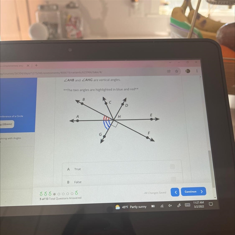 AHB and AHG are vertical angles. **The two angles are highlighted in blue and red-example-1