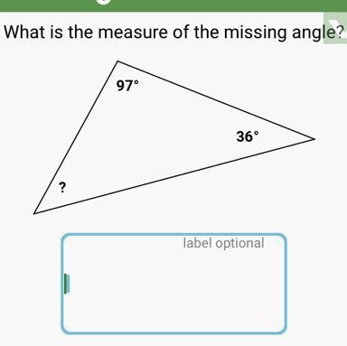 What is the measure of the missing angle? ? 97° 36°-example-1