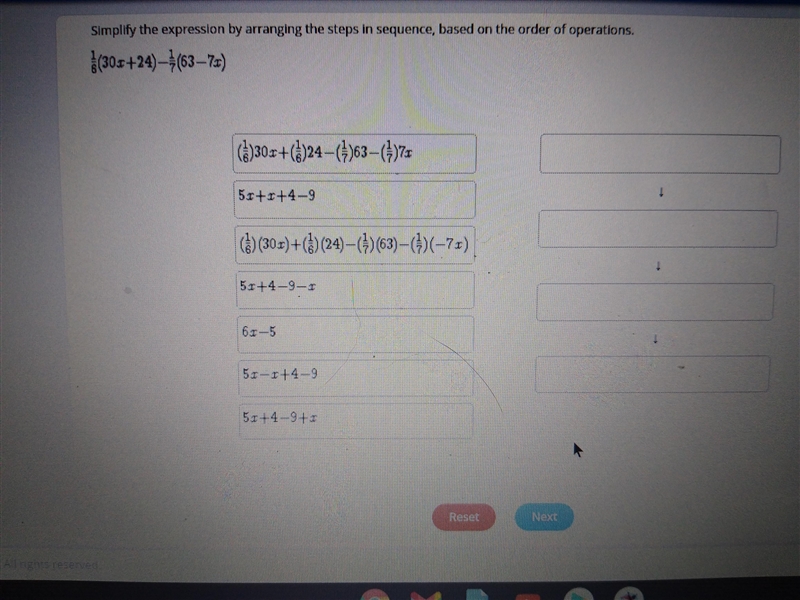 Simplify the expression by arranging the steps in sequence, based on the order of-example-1